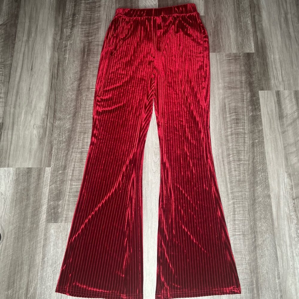Red Velvet Bell Bottom/ Flare Pants